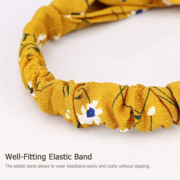 3 Boho Headbands Vintage Flower Printed  Criss Cross Elastic Head Wrap - Picture 5 of 10